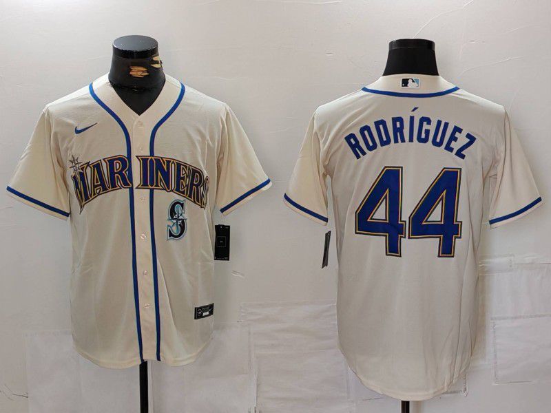 Men Seattle Mariners #44 Rodr iguez Cream Game 2024 Nike MLB Jersey style 2